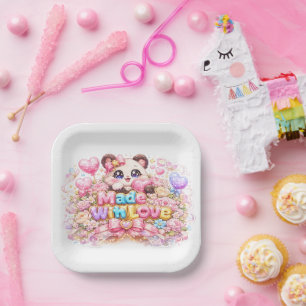 Süße Kawaii-Mit-Liebe-Gemachte-Katzen-Name-Pastell Pappteller