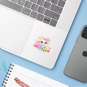 Süße Kawaii Mochi-Katze Name Pastellrosa Funkelnd Aufkleber