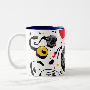Süße Kawaii-Mond-Cartoon-Kaffeetasse Zweifarbige Tasse