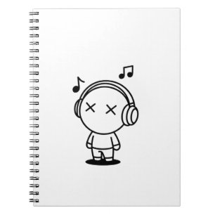 Süße Kawaii Musikliebhaber Kopfhörer X Augen Notizblock