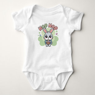 Süße Kawaii-Osterhasen-Hop-Hop-Illustration Baby Strampler