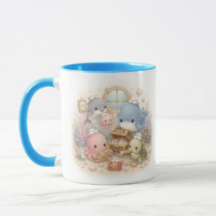 Süße Kawaii-Ozeantiere Unter dem Meer Zweifarbig C Tasse
