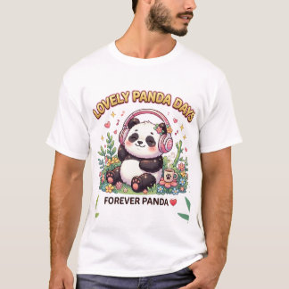 Süße Kawaii-Panda-Musik-Ästhetik Florale Kunst T-Shirt
