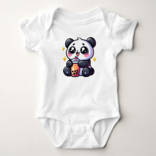 Süße Kawaii-Panda trinkt Boba-Bubble-Tea Kawaii Baby Strampler