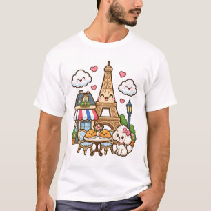 Süße Kawaii Paris Eiffelturm Reise T-Shirt