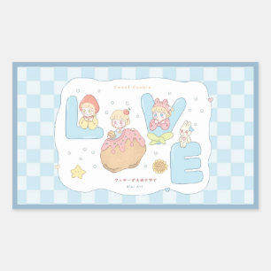 SÜßE Kawaii-Pastell-Alphabet-Illustration 💕🍓🐰 Rechteckiger Aufkleber