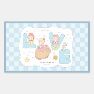 SÜßE Kawaii-Pastell-Alphabet-Illustration 💕🍓🐰 Rechteckiger Aufkleber