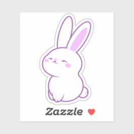 Süße Kawaii Pastell Lila Fröhlich Lächelnde Hasen Aufkleber