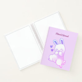 Süße Kawaii Pastell Lila Hase mit Herz individuell Notizbuch