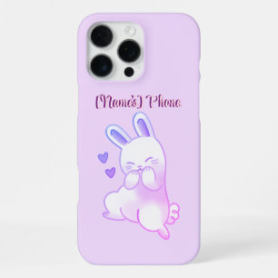Süße Kawaii Pastell-Lila-Hase mit Herzen Custom iPhone 16 Pro Max Hülle