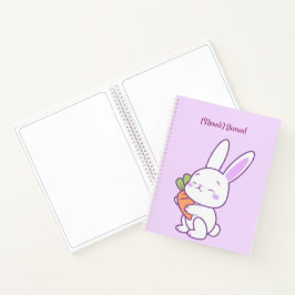 Süße Kawaii Pastell Lila Hase mit Karotte Custom Notizbuch