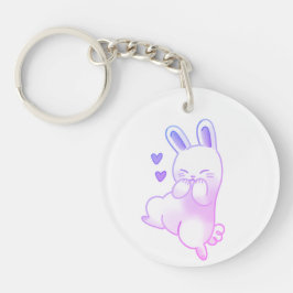 Süße Kawaii Pastell-Lila Lachende Häschen-Acrylket Schlüsselanhänger