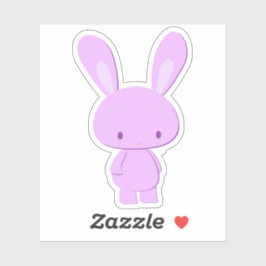 Süße Kawaii Pastell-Lila Minimalistische Hasenfigu Aufkleber