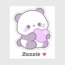 Süße Kawaii Pastell Lila Panda mit Herz individuel Aufkleber