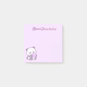 Süße Kawaii Pastell Lila Panda mit Herz individuel Post-it Klebezettel