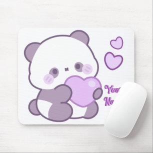 Süße Kawaii Pastell-Lila Panda mit individuellem N Mousepad