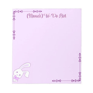 Süße Kawaii Pastell-Lila Schlappohr-Hasen Custom Notizblock