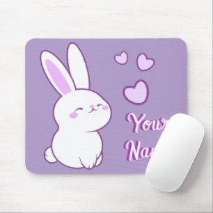 Süße Kawaii Pastell-Lila Sitzende Hasen Custom Mousepad
