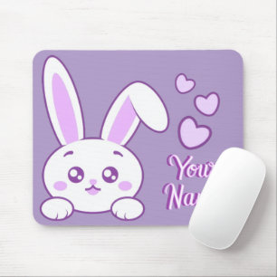 Süße Kawaii Pastell-Lila Spionier-Häschen Individu Mousepad