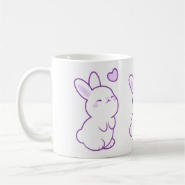 Süße Kawaii Pastell-Lila Stehende Hasen Herz Kaffeetasse