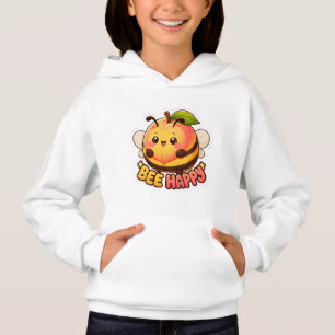 Süße Kawaii Pfirsich Biene Glücklich Lustiger Wort Hoodie