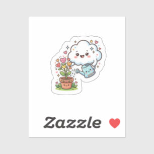 Süße Kawaii-Pflanze Freundlichkeit Süße Wolke und Aufkleber