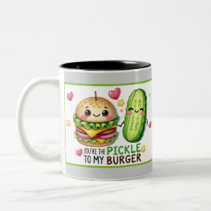 Süße Kawaii Pickles und Burger Zweifarbige Tasse
