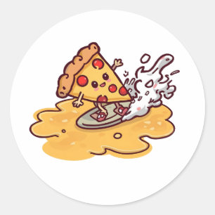 Süße Kawaii-Pizza-Aufkleber lustig und käsig Runder Aufkleber
