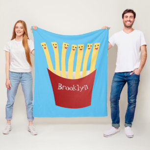 Süße kawaii Pommes Frites Fast-Food-Cartoon-Illust Fleecedecke