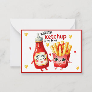Süße Kawaii Pommes Frites und Ketchup Mitteilungskarte