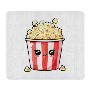 Süße Kawaii-Popcorn-Eimer-Illustration Schneidebrett