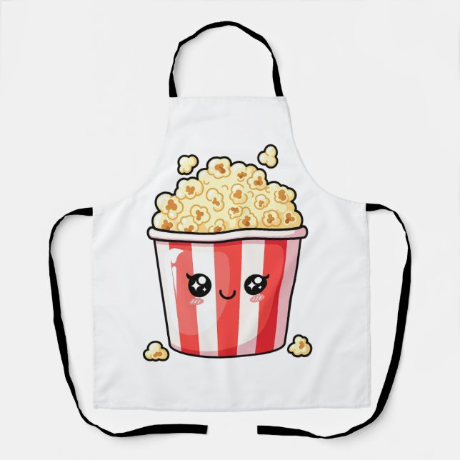 Süße Kawaii-Popcorn-Eimer-Illustration Schürze (Vorderseite)