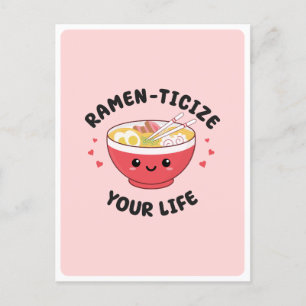 Süße Kawaii-Ramen Asian-Food-Wortspiel Romantische Postkarte