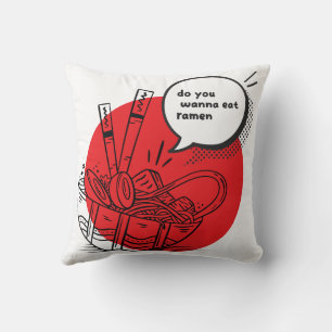 Süße Kawaii Ramen - Lustige japanische Lebensmitte Kissen