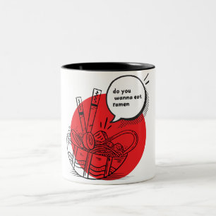 Süße Kawaii Ramen - Lustiges Japanisches Essen Zweifarbige Tasse