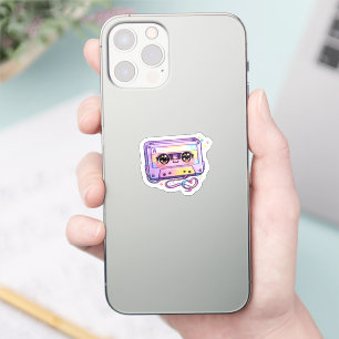 Süße Kawaii Retro-Kassette Pastell-Lila Musik Aufkleber
