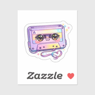 Süße Kawaii Retro-Kassette Tonband Pastell-Lila Mu Aufkleber