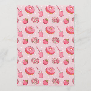 Süße Kawaii-Rosa-Ästhetik-Lebensmittel Nahtloses M Einladung