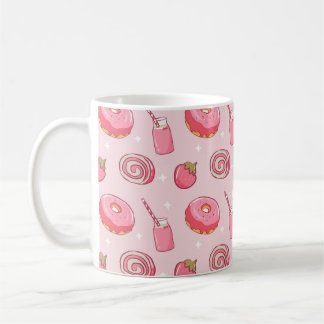 Süße Kawaii-Rosa-Ästhetik-Lebensmittel Nahtloses M Kaffeetasse