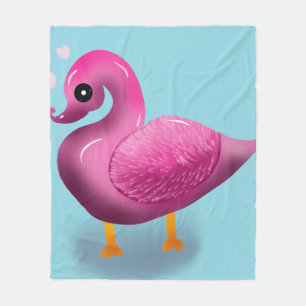 Süße Kawaii Rosa Ente & Herzen Kinderzimmer Kunst Fleecedecke