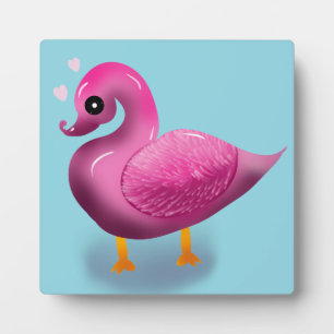 Süße Kawaii Rosa Ente & Herzen Kinderzimmer Kunst Fotoplatte
