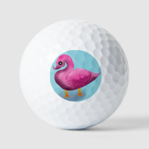 Süße Kawaii Rosa Ente & Herzen Kinderzimmer Kunst Golfball