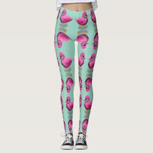 Süße Kawaii-Rosa-Ente & Herzen-Nursery-Kunst Leggings