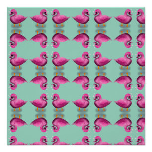 Süße Kawaii-Rosa-Ente & Herzen-Nursery-Kunst Poster