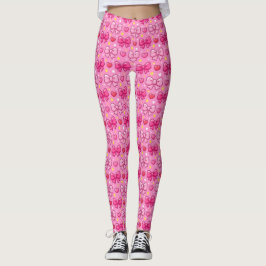 Süße Kawaii Rosa Schleifen Damenmode Leggings