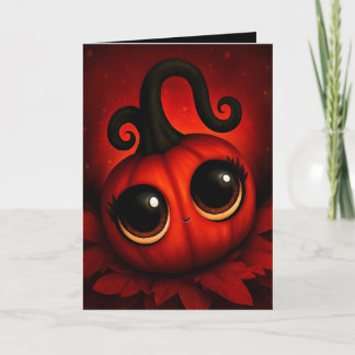 Süße Kawaii rote Kürbis Halloween-Illustration Karte
