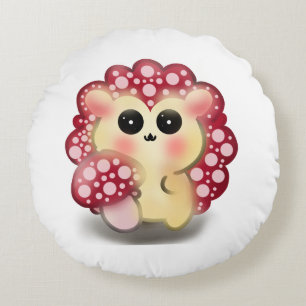 Süße Kawaii Rote Pilz Igel Art Rundes Kissen