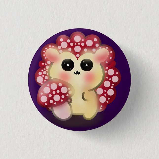 Süße Kawaii Rote Pilz Igel Figur Kunst Button (Vorderseite)