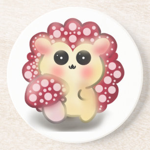 Süße Kawaii-Rote-Pilz-Igel-Fliegenpilz-Kunst Getränkeuntersetzer
