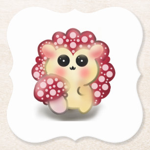 Süße Kawaii Rote Pilz-Igel-Stil-Kunst Untersetzer